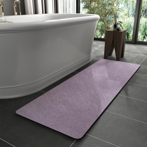 Alfombra de baño MontVoo con respaldo de goma, antideslizante, de secado rápido, color lavanda