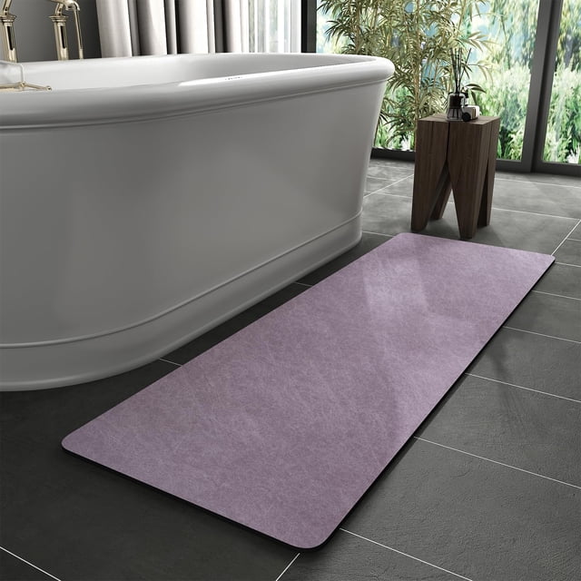 Alfombra de baño MontVoo con respaldo de goma, antideslizante, de secado rápido, color lavanda