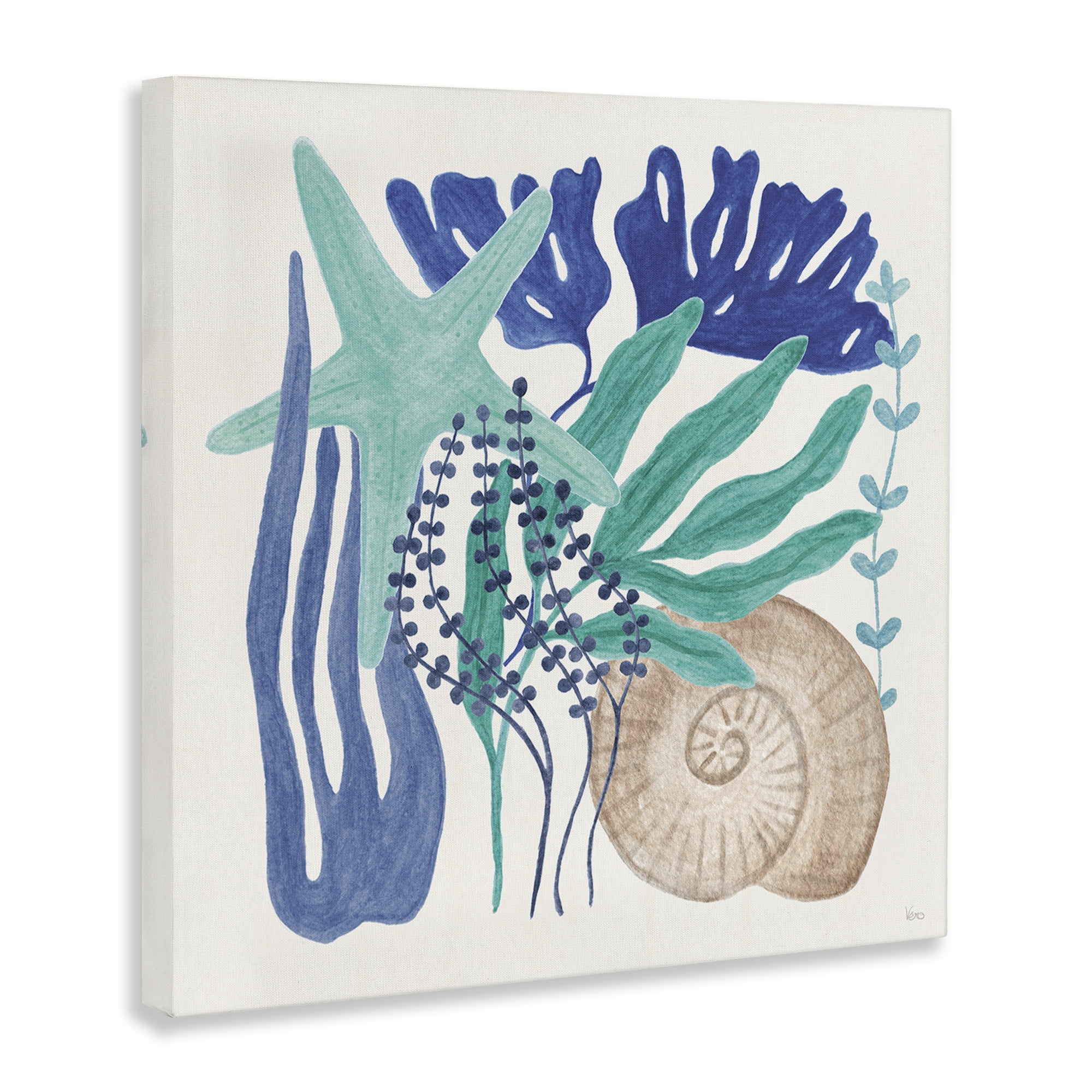 Stupell Industries Layered Coastal Shells Nautical & Beach Painting Wrapped Canvas Art Print Wall Art, 24 x 24