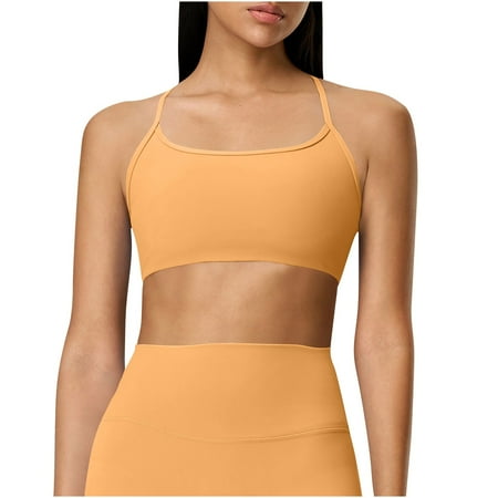 ZyeKqe Sports Bras for Women Square Neck Spaghetti Strap Cami Yoga Bras Wireless Square Back Workout Bra Crop Top