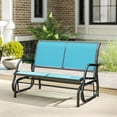 thumbnail image 3 of BOBOKY 2-Person Outdoor Glider Bench, Patio Double Swing Rocking Chair Loveseat w/Powder Coated Steel Frame for Backyard Garden Porch,Blue, 3 of 9