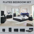 thumbnail image 7 of wow97e King Size Bed Frame with 50" Tall Storage Headboard, Wooden Platform Bed Frame with 4 Drawers, LED Lights, Charging Station, No Box Spring Needed, Black, 7 of 7