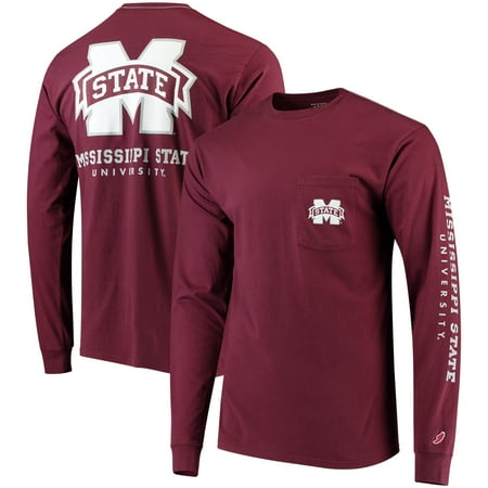 State Bulldogs Pocket - Mississippi State Bulldogs League Vintage Wash Pocket Long Sleeve T-Shirt - Maroon - S