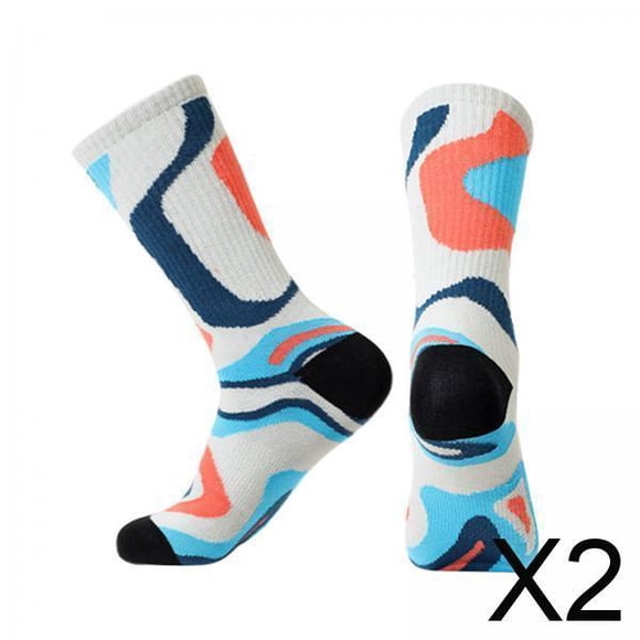 2xCalcetines Con Estampado Colorido Calcetines Divertidos De Algodón Peinado Patrón 1 L-XL