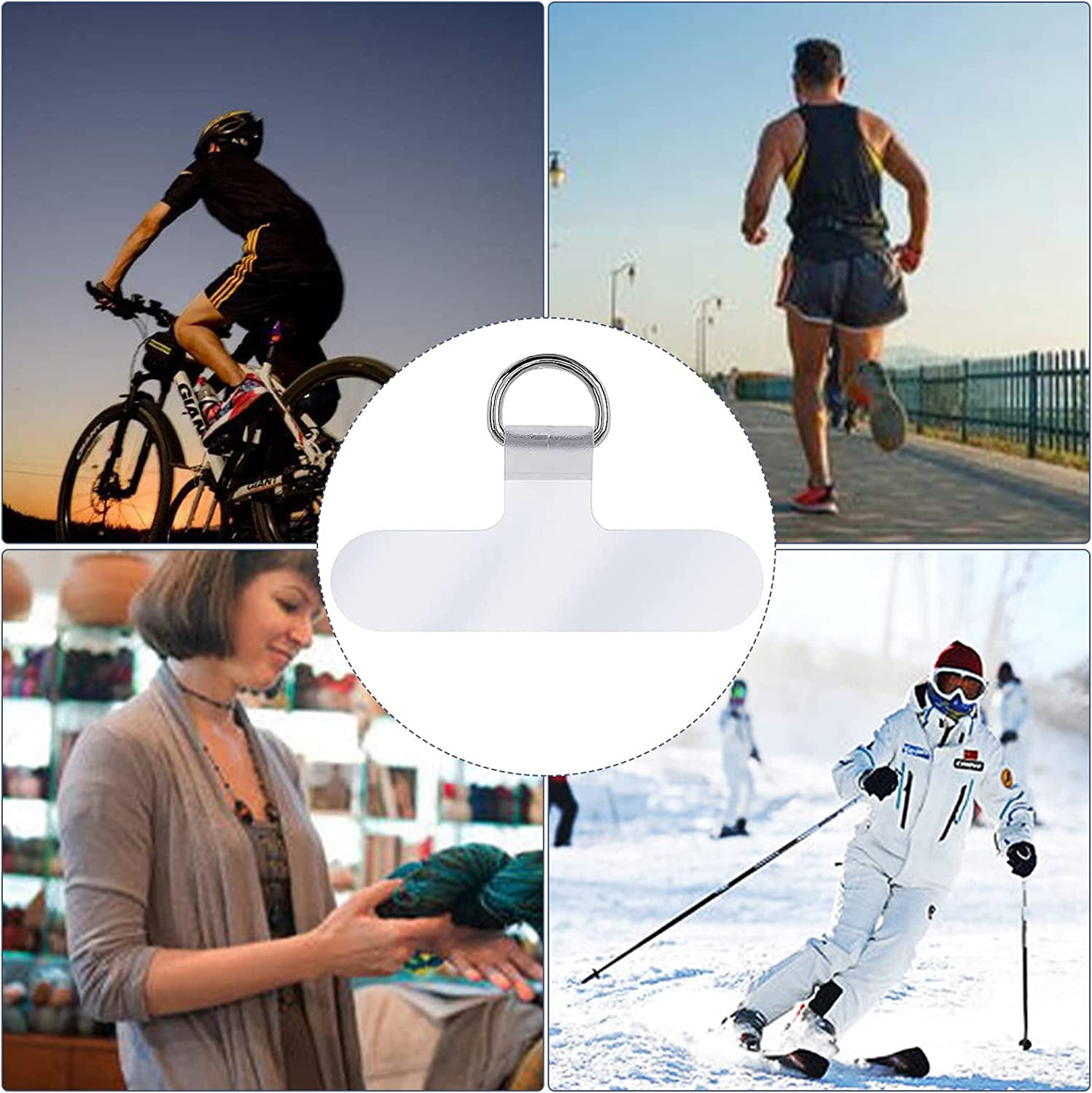 Clutch Loop Phone Tether NOGIS Phone Tether Tab, 6 Pieces Universal Phone  Lanyard Patch Without Adhesive,Phone Lanyard Replacement Part For Cell Phone  Strap(Transparent Phone Charm Attachment