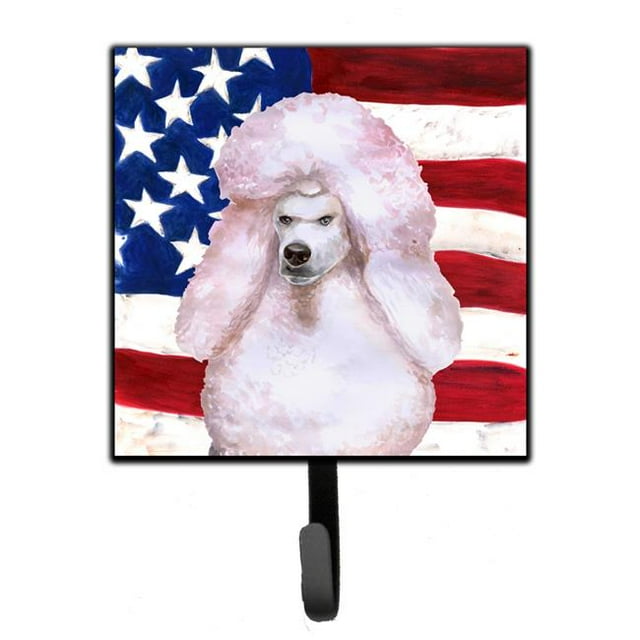 White Standard Poodle Patriotic Leash or Key Holder