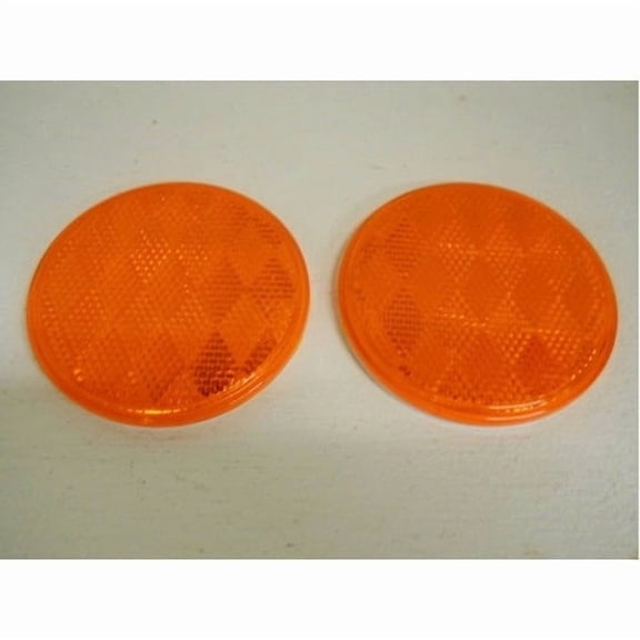 (2) Amber 3" Round Truck Semi Trailer Mail Box Reflex Reflectors / Adhesive Back
