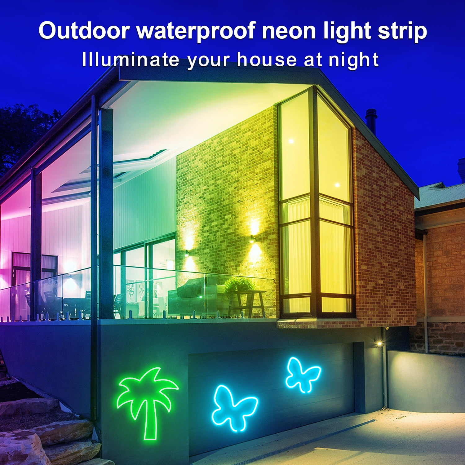 32.8ft LED neon Lights with Remote APP Control IP65 Waterproof Flexible Neon Strip Lights 24V RGB LED Rope Lights for Bedroom Room Outdoors Decor