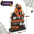 thumbnail image 3 of Home Halloween Tabletop Decoration, Wooden Lighted Boo Haunted House Decoration, Battery Operated Halloween Sign Indoor Fireplace Desk Kitchen Table Ornament, 10.6 x 6.7 x 1.9 INCH, 3 of 6
