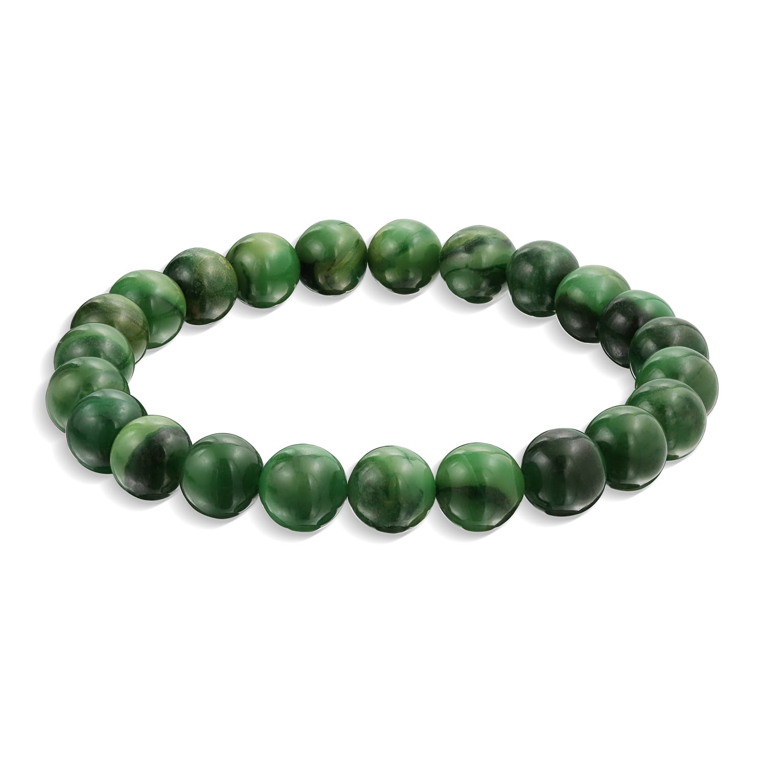 Bling Jewelry Womens Green African Jade Gemstone 8MM Round Bead Stackable Stretch Bracelet