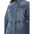 thumbnail image 6 of Agnes Orinda Women's Plus Size Fall Outfits Drawstring Waist Zipper Denim Jacket, 6 of 6