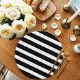 thumbnail image 2 of Black Striped Round 15 Inch Placemats Set of 6, Modern Simple Monochrome Geometric White HeatResistant Non Slip Place Mats for Dining Table, Wipeable Braided Kitchen Table Mats for Housewarming, 2 of 9
