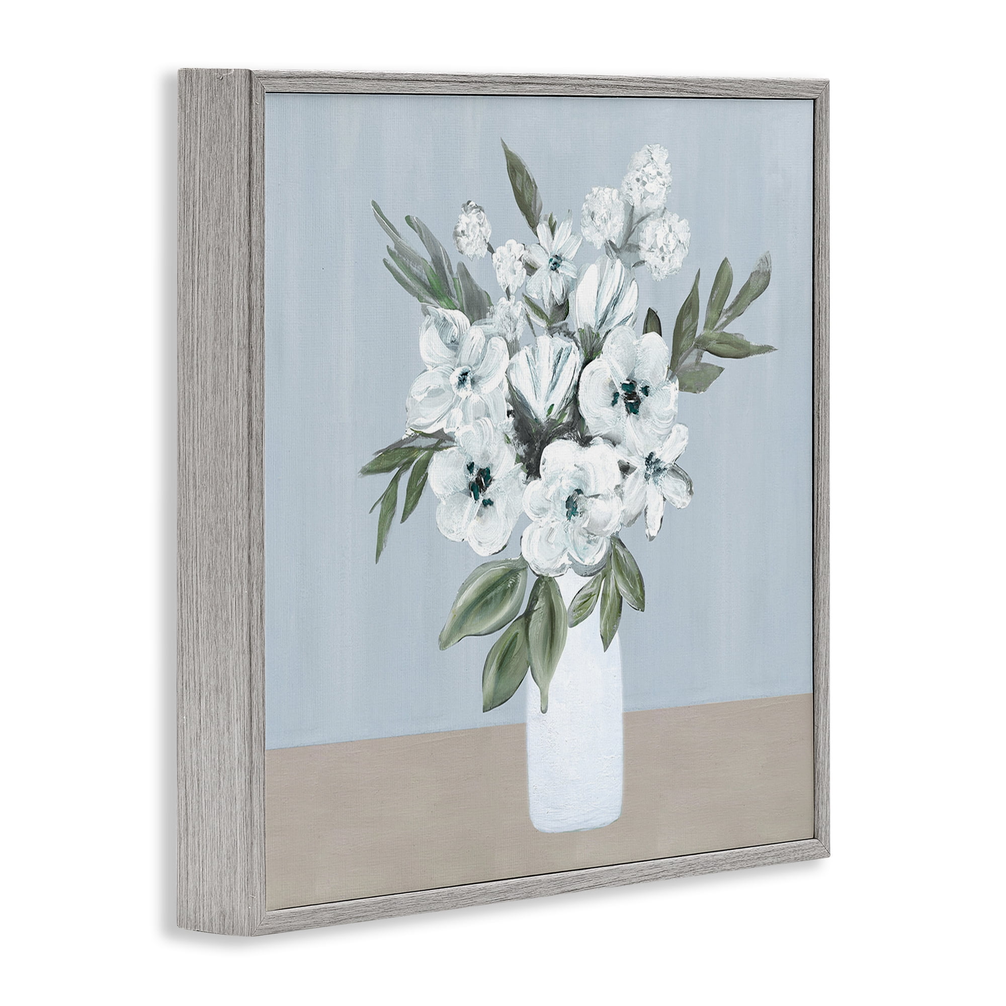 Stupell Industries Cerulean & White Blooms Gray Framed Giclee Art, design by Marilyn Dunlap