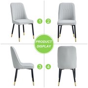 JUFU Modern Dining Chairs, Set of 4, Upholstered Kitchen Chairs Mid Century Armless Faux Leather Chairs(Light Gray)
