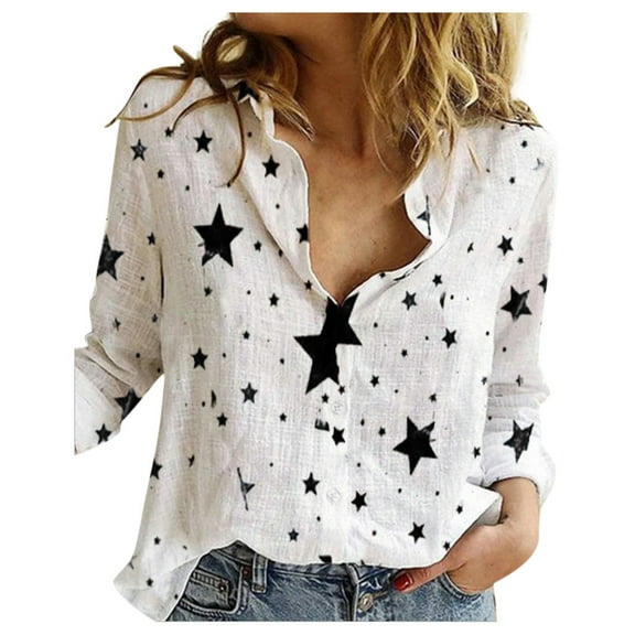 Ichuanyi Womens Fall Tops, Womens Loose Daisy Printing Long Shirt Cotton Ladies Casual Tops T-Shirt Blouse