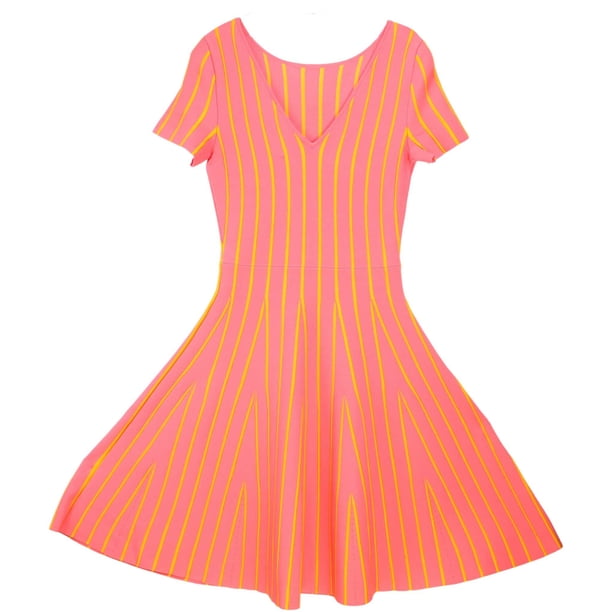 Carolina Herrera Women's Coral Multi Bateau Neck Short Sleeve Fit and Flare Dress - L - Walmart.ca Carolina Herrera Women's Coral Multi Bateau Neck Short Sleeve Fit and Flare Dress - L - Walmart.ca