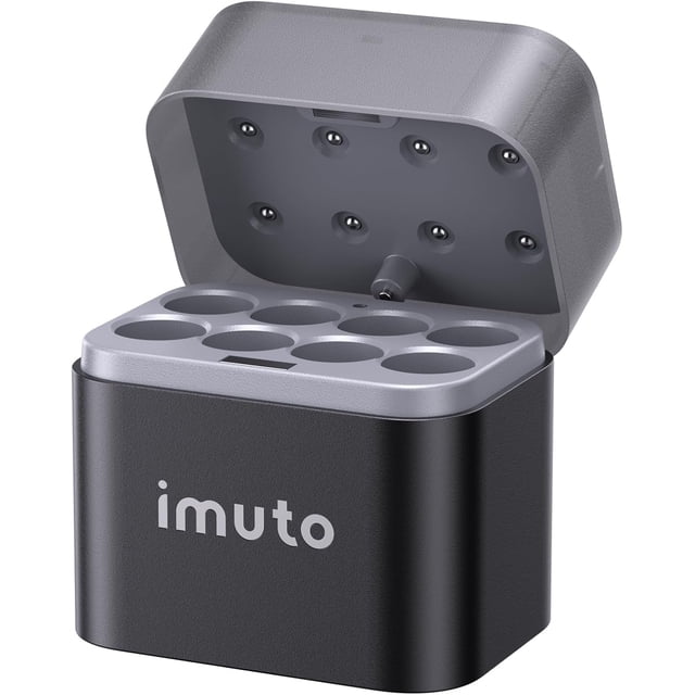 TEMOGU-AA Chargeur de Pile Rechargeable Compatible avec Piles AA Lithium & NiMH, 8 Emplacements de Charge Rapide Indépendants, Design à Couvercle Rabattable Magnétique, Port d'Entrée USB-C (Adaptateur Non Inclus)