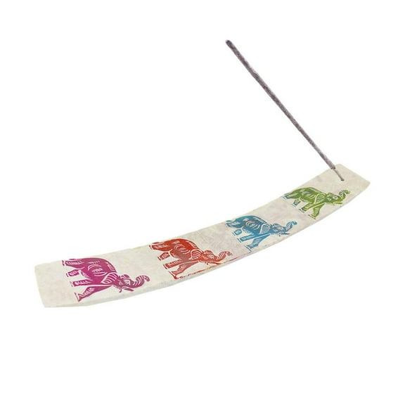 Hand Painted Stone Incense Holder | 11" Incense Stick Holder Ash Catcher | Decorative Incense Holder for Yoga or Meditation | Elephants