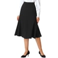 thumbnail image 1 of Falda midi de oficina de cintura alta con cola de pez para mujer, longitud por debajo de la rodilla, 2XL, negra, 1 of 5