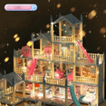 thumbnail image 5 of Casa de Muñecas Blue Princess Castle y Muebles, Gran Casa de Muñecas azul de Cuatro Plantas Con 11 Habitaciones y 3 Balcones con Escaleras y Toboganes.(3 años -12 años), 5 of 5