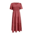 thumbnail image 4 of Mefallenssiah Robe Longue à Manches en V pour Femmes Mode Été Soirée Impression Poches, 4 of 5