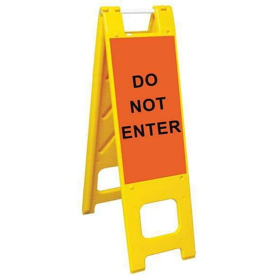 Barricade Sign, Polyethylene, Engineer, 45 in Height, 3 in Length, Yellow