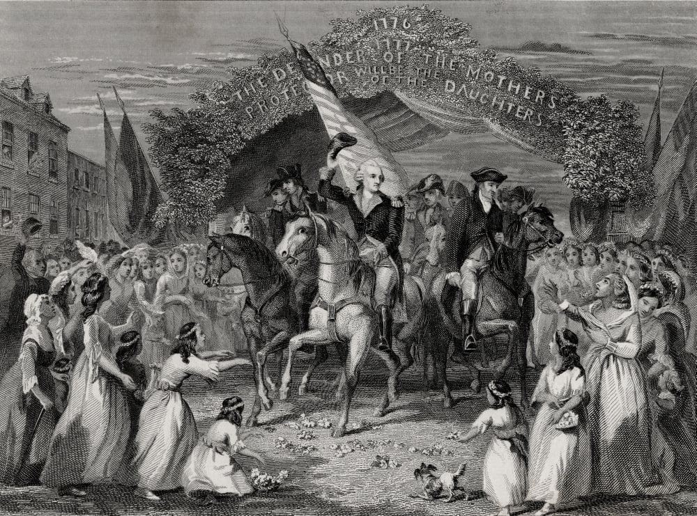 Washington Entering Trenton New Jersey Usa 1789 George Washington 1732-1799 First President Of The United States From A 19Th Century Print Engraved By J Rogers After M A Wageman Canvas Art - Ken Welsh