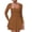Brown, variant on Women's Square Neck Ruffle Hem Mini Dress - Long Sleeve Ruched Waist Corset, Party & Clubwear