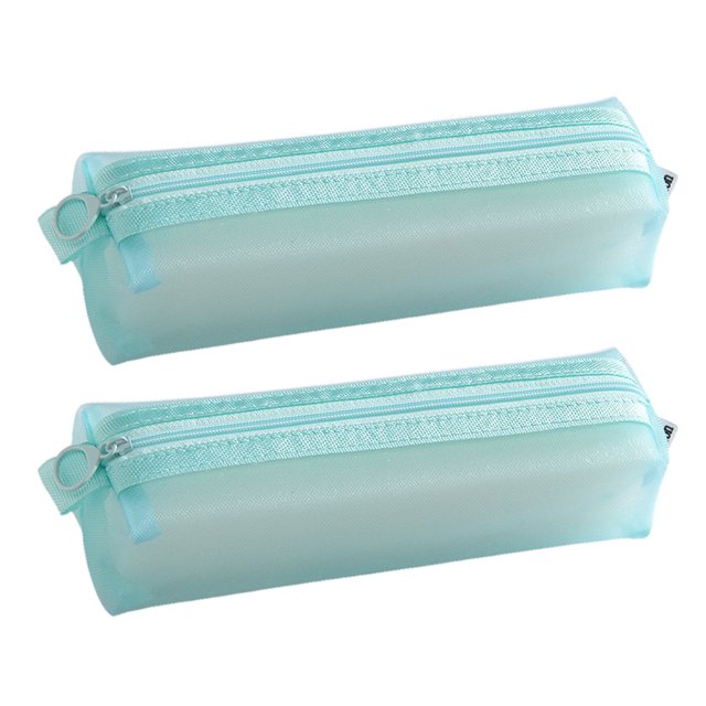 Estuche de lápices de malla de rejilla de 2 uds para niñas y niños, portalápices con cremallera, estuche organizador de escritorio portátil para adolescentes Zhivalor BST3058030-2