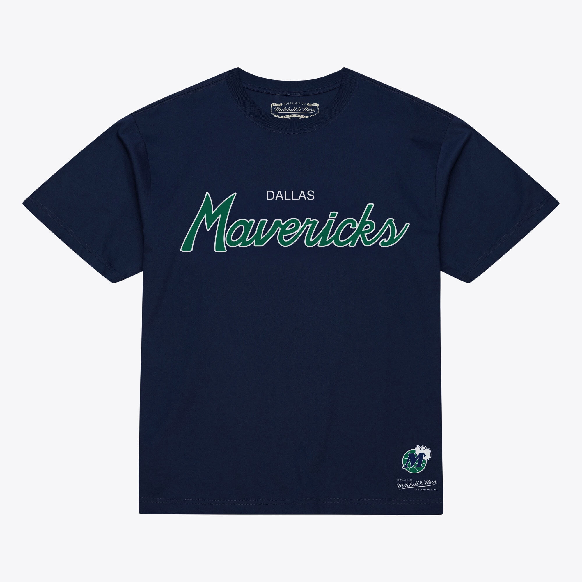 Men's Mitchell & Ness Navy Dallas Mavericks Vintage Wordmark T-Shirt