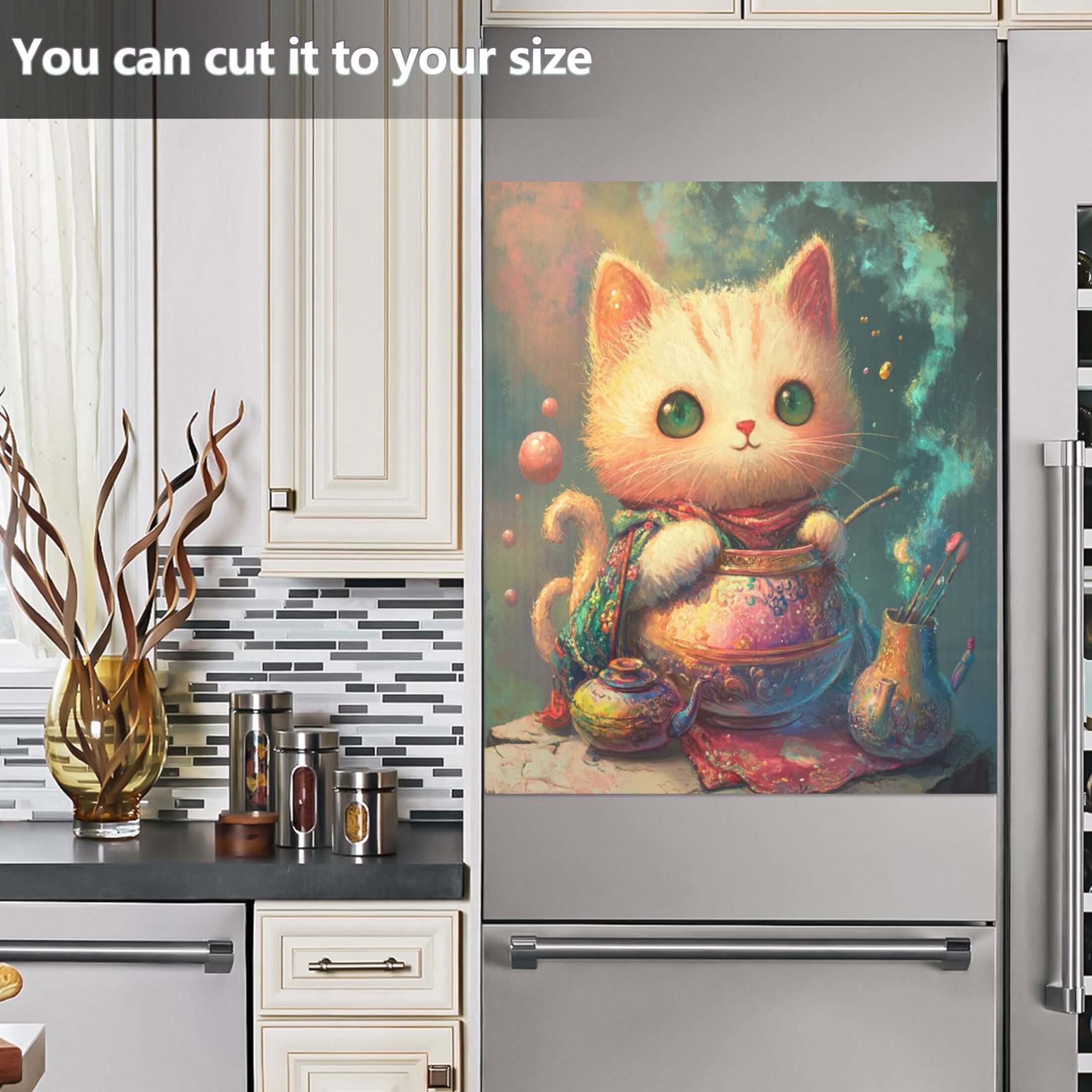 Dishwasher Magnetic Sticker 23x26 Inch Refrigerator Magnetic Sticker Washing Machine Magnetic Sticker Kitchen Panel Magnetic Sticker Home Decor Super Lovely Kitten