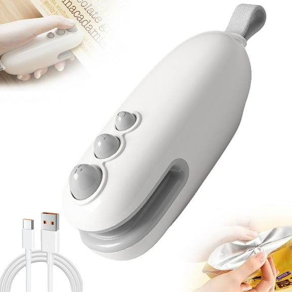 2025 New Mini Bag Sealer, Upgrade 2 in 1 USB Rechargeable Chip Bag Sealer Heat Seal Tool, Portable Heat Vacuum Sealers Food Sealer Bag Sealing Machine for Plastic Bags Snack Bags (Blue)