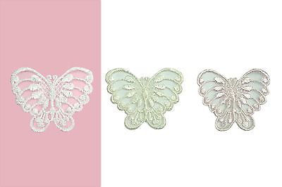 24 Mesh & Glitter 1" Wire Butterfly Decoration/wedding/corsage L8-Small-White 