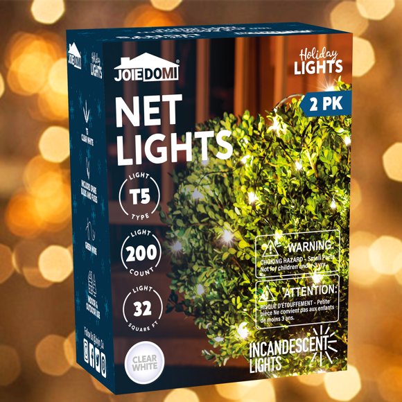 Joyfy 2 Pack of 100 Christmas Net Lights for Bushes,4 x 6 FT Warm White Incandescent Christmas Lights Net Lights Outdoor Mesh Lights for Bushes Garden Party Xmas Tree Decoration