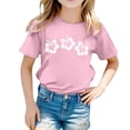 thumbnail image 1 of Hiiyo T-Shirt pour Fillette, Imprimé Floral, Manches Courtes, Col Rond, T-Shirt Décontracté pour Enfants, 1 of 4