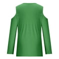 thumbnail image 4 of HAPIMO Women's Loose Shirts Vacation Fashion Solid Color Tops Workout Cold Shoulder Tees Outfits Casual Elegant Keyhole Neck Pullovers Green S, 4 of 5