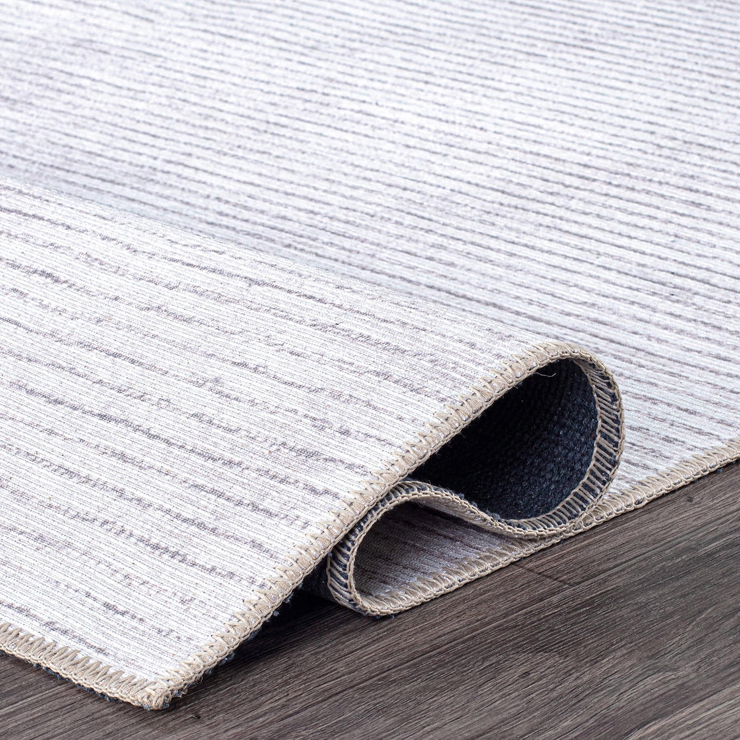 World Rug Gallery Contemporary Distressed Stripe Machine Washable 5'x7' Ivory Area Rug