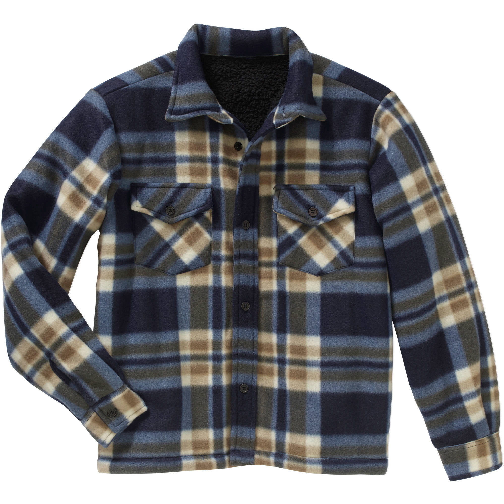 Boys' Winter Long Sleeve Plaid Fleece-Lined Button Down Shirt
