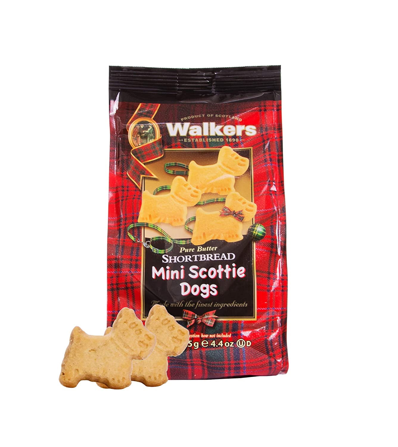 Walkers Shortbread Mini Scottie Dog Shaped Shortbread Cookies, 4.4 Ounce Bag (Pack of 6