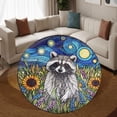 thumbnail image 3 of Circle Area Rug, Raccoon Washable Non-Slip Floor Carpet, Soft Rug for Living Room Bedroom Decor 71 Inch, 3 of 6