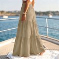 thumbnail image 5 of vdgthytj Wide Leg Pants for Women Elastic High Waist Baggy Lightweight Cotton Linen Beach Vacation Trousers(Medium,Khaki), 5 of 6