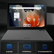 Android 14 Tablet 10 inch,Octa Core Ips HD Touch Screen,12GB RAM + 64GB ROM(TF 1TB), Widevine L1,5000mAh, Wi-Fi 6,Face Unlocked,Black+Keyboard & Mouse Set Black