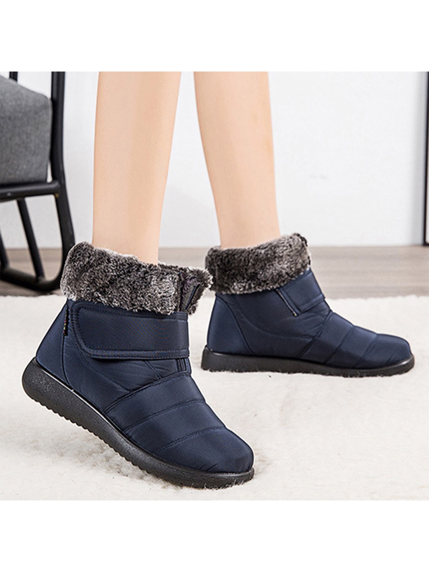 Details about   Womens Suede Snow Ankle Boots Fur Lining Shoes Casual Winter Warm Round Toe Chic