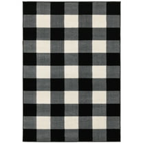 Avalon Home Gracie Gingham Plaid Area Rug, 9'10" X 12'10", Black/ Ivory