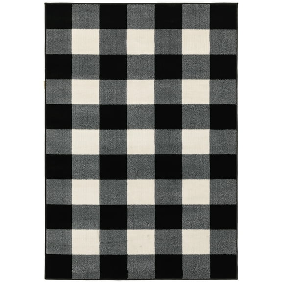 Avalon Home Gracie Gingham Plaid Area Rug, 9'10" X 12'10", Black/ Ivory