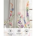 thumbnail image 6 of Watercolor Wildflowers Sheer Curtains 45 Inch Length 2 Panels Set for Living Room/Bedroom, Farmhouse Botanical Flowers Herbs Kitchen Curtains Grommet Semi-Sheer Curtains Window Treatments 42"x45"x2, 6 of 7