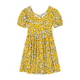 thumbnail image 7 of Amidoa Girl Dresses Twirl Short Sleeve Skater A-Line Dress Summer Casual Sundress for Kids Yellow Size 7, 7 of 7