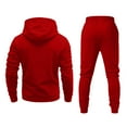 thumbnail image 3 of Dwelliawo Sweatsuits for Men 2 Piece Solid Color Fleece Hoodie Jogging Athletic Pants Set Sweat Fall Winter Suits with Pockets Red 3XL, 3 of 3