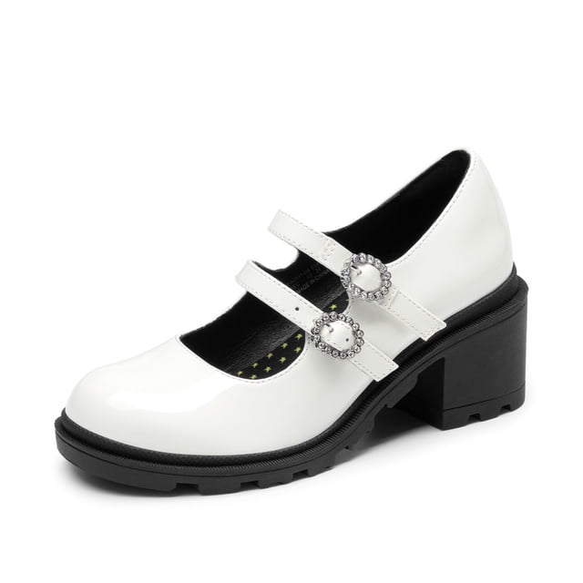 Zapatos DREAM PAIRS Mary Jane con Doble Correa y Tacón Grueso Talla 13