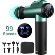 SANMADROLA Massage Gun Deep Tissue, Muscle Massage Gun for Back Neck Muscle Pain Relieve, Upgrade Percussion Massager with 99 Speed Levels 8 Heads, Super Quiet Portable Electric Massager, Green